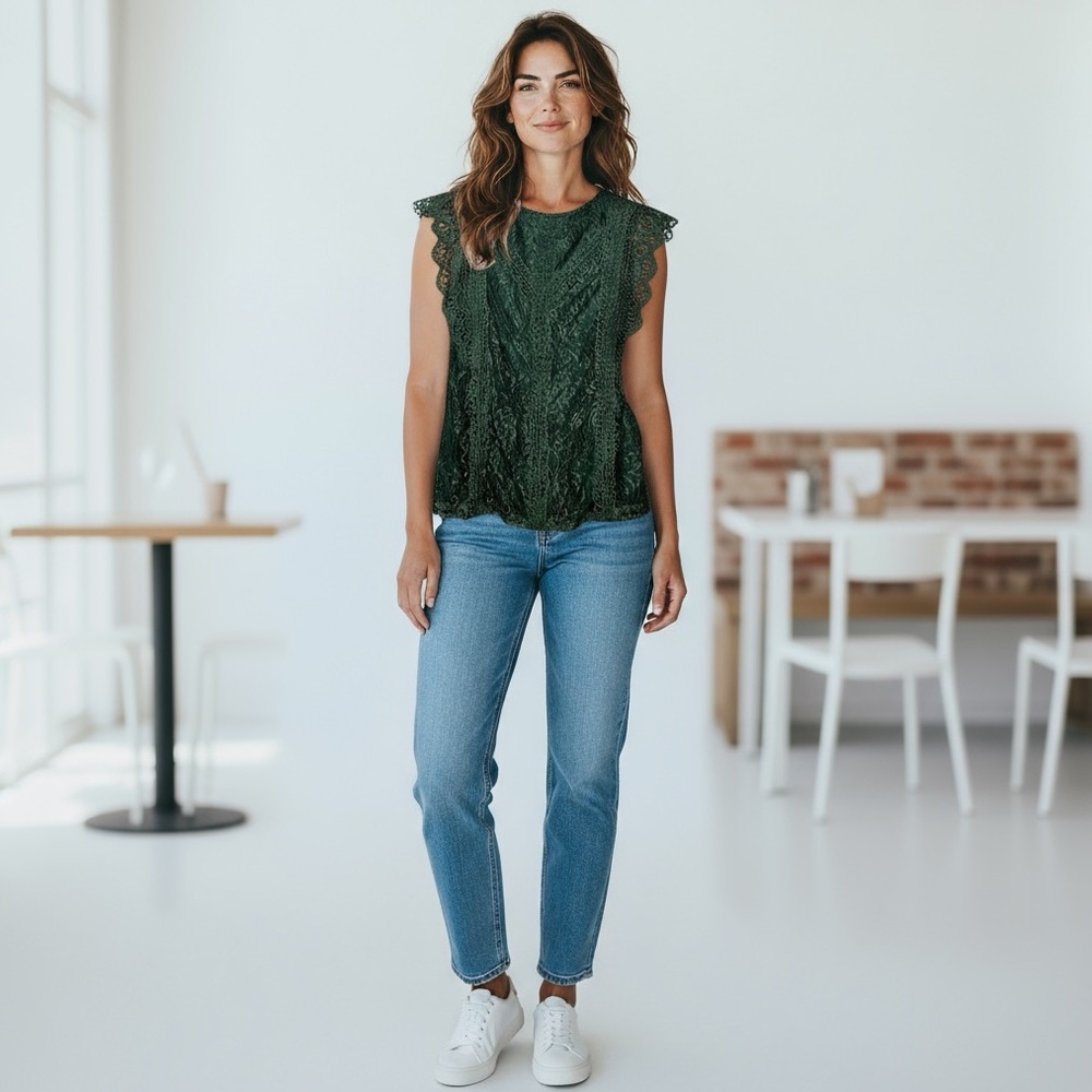 Cable & Gauge Lace Blouse Top Size S - Picture 13 of 13